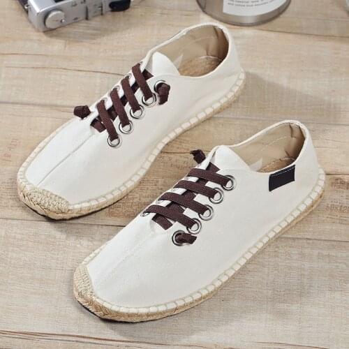 Men Flats shoes espadrilles tenis masculino adulto designer luxury brand Fisherman Linen casual shoes man canvas shoes LA-22