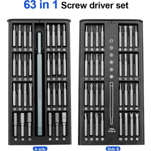63 In 1 Screwdriver Set Precision Magnetic Screwdriver Bits Torx Hex Bit Handle Mobile Phone Repair Screwdrive Kit Tool Dropship