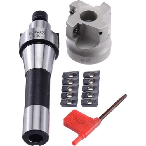 400R 50MM Milling CNC Face End Mill Cutter Kit + 10Pcs APMT1604 Carbide Inserts + R8 Shank Arbor For Power Machine Tool