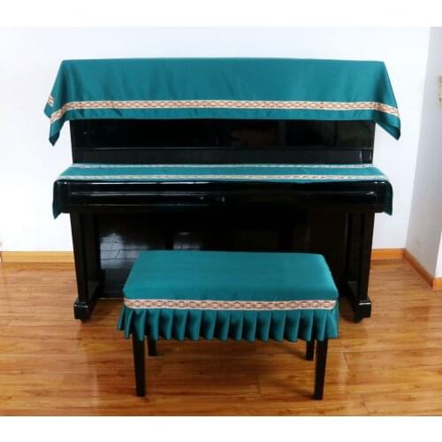 High-grade Piano Cover Set Home Texile Piano Stool Set Instrument Piano Top Draped Towel Non-stick Dust