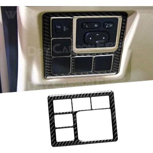 Carbon Fiber Car Headlight Adjustment Switch Button Trim Frame Cover Sticker For Toyota Land Cruiser Prado 2014-2017 Accessories