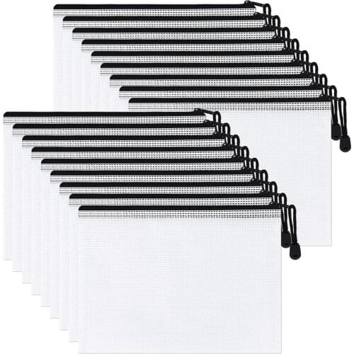 NEW-18 Pack A5 Mesh Zipper Pouch,Zipper File Bags, Board Games Storage Bags for School Office Supplies and Travel