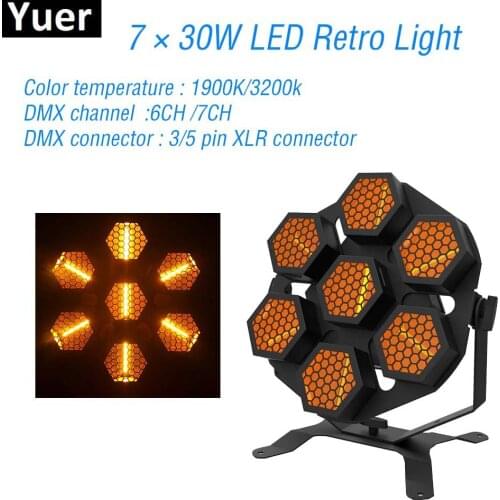New Stage Light 7x30W LED Retro DMX Control DJ Equipment Flashing Laser Lights Dance Sound Club Disco Party Stage Effect Light