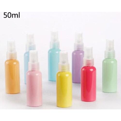 1 Pcs 50ml Color Travel Spray Bottle Thickened Plastic Cosmetics Perfume Atomizer Packaging Mini Refillable Empty Container