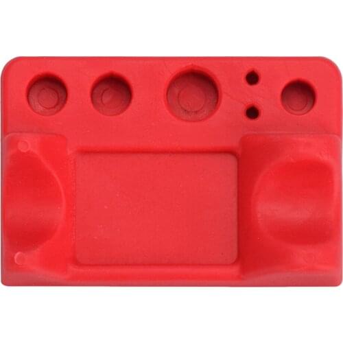 Sturdy Silicone Tattoo Machine Pen Stand, Tattoo Supplies Holder for Large/Medium/Small Ink Cups, Cotton Swabs etc - Red