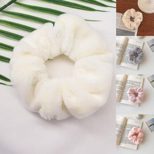 Women Girls Furry Elastic Ponytail Holders Soft Plush Ties Rope Hair Accessories