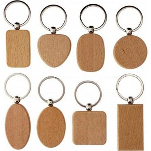 Blank Round Rectangle Wooden Key Chain DIY Promotion Pendant Wood Keychain Keyring Tags Promotional Gifts
