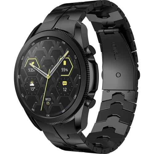 GORPIN Compatible for Samsung Galaxy Watch 3 45mm Bands, No Gaps 22mm Titanium Metal Watch Strap with Colorful Stripe Smartwatch