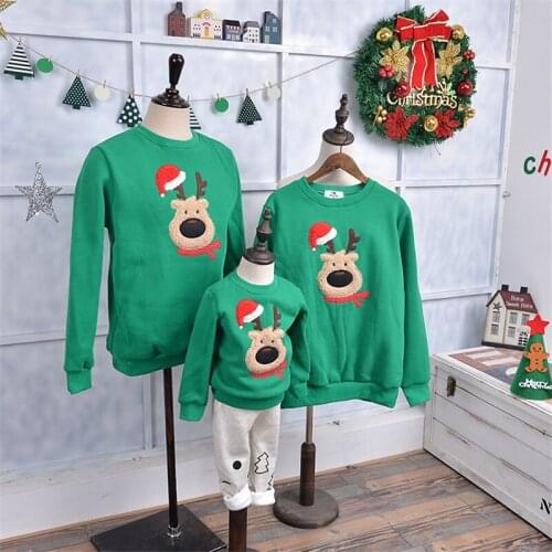 Christmas deer family matching father mother daughter son mommy me clothes couple look hoodies sweatshirts pullovers outfits 12