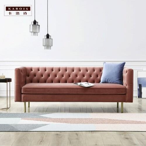 KAROIS HN022 Modern Light Luxury Three-person Sofa Nordic Modern Minimalist Fabric Sofa Pull Point Velvet Sofa
