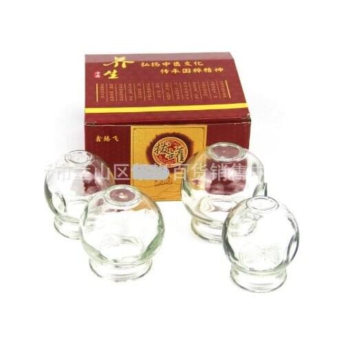 Traditional Chinese Glass Fire Cupping Therapy massager 4 cups/Set Cupping Jar free shipping