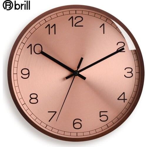 Creative Silent Wall Clock Wood Rose Gold Modern Luxury Wall Clock Large Clocks Wall Home Decor Kitchen Living Room Vintage Gift