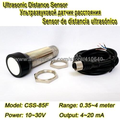 Adjustable Range Ultrasonic Non Contact Detection Sensor For Level Measurement 4M Range 4 To 20mA Output Wide Power Supply