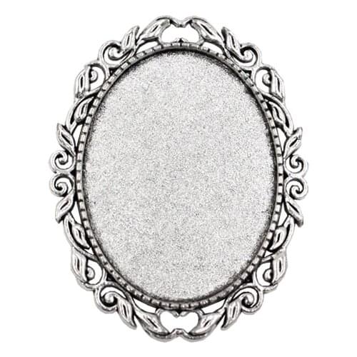 Fit 30x40mm Vintage Oval Blank Setting Bezel Blank Base Cabochon Brooch with Base For DIY Brooch 3pcs/lot K02403