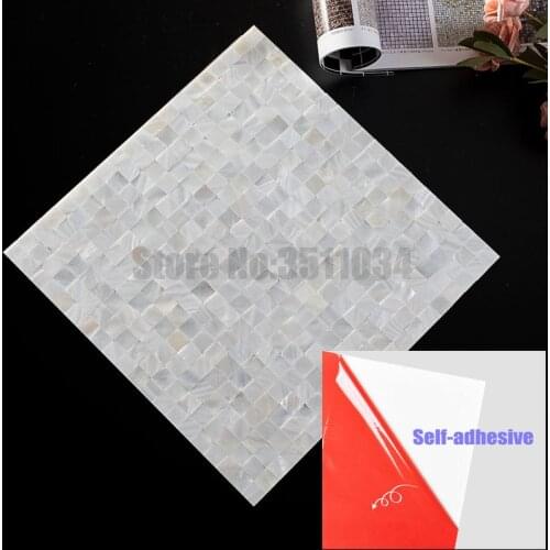 High-end Art 3D Wall Stickers Peel and Stick Self-adhesive White Mosaic Shell Backsplash Sticker for living room Mother of Pearl