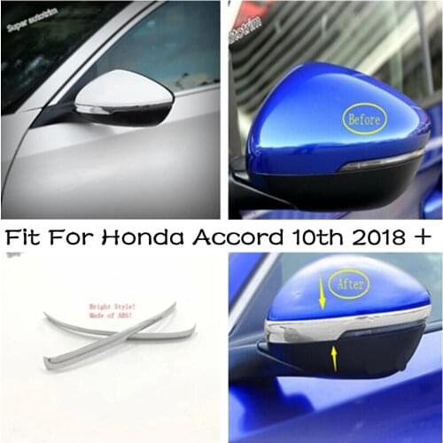 Lapetus Door Mirror Protection Strip Cover Trim Fit For Honda Accord 10th 2018 - 2021 ABS Accessories Exterior Chrome Bright