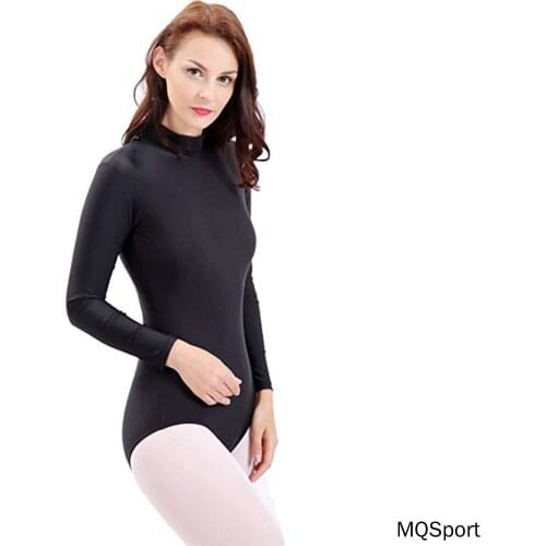 Women Long-sleeved Ballet Dance Leotards Black Gymnastics Leotard Black Bodysuits Romper Skin Bodysuit Men Costumes