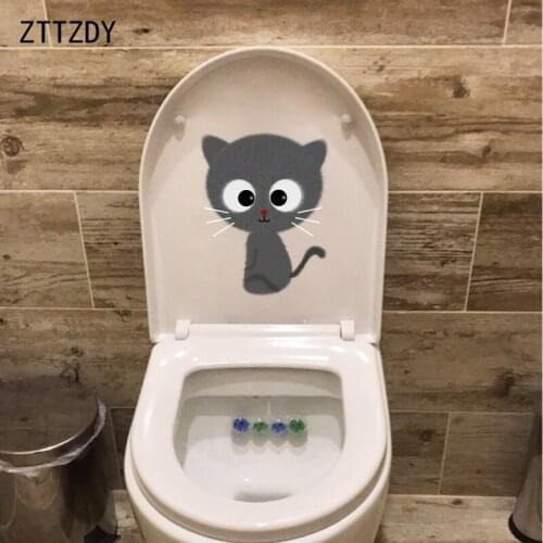ZTTZDY 18.8*23.5CM Hairy Cartoon Cat Kids Bedroom Wall Decal Decor Creative Toilet Sticker T2-0021