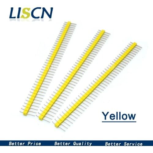 10pcs 1x40 Pin 2.54 yellow Single inline row needle seat Round Header connector