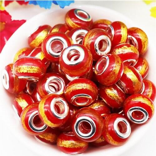 10Pcs Color Glitter 5mm Big Hole Round Spacer Beads Fit Pandora Bracelet Women Hair Beads Pendants Necklaces DIY Jewelry Making