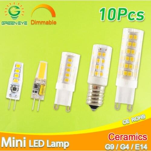 10Pcs LED Light G4 G9 Dimmable Ceramic Led Lamp E14 Bulb 220V AC DC 12V LED G9 3W 5W 6W 7W 9W 10W 12W 1505 2508 No Flicker
