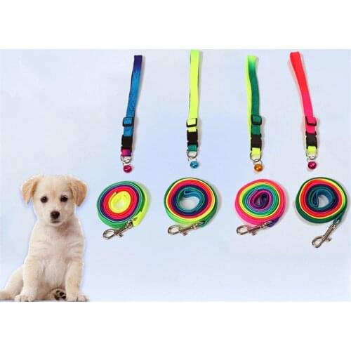 12pcs/lot Adjustable Rainbow color Pet Dog Leash Small Puppy Cat Rabbit Kitten Nylon Leash Collar Lead Small Dogs Holiday Beauty