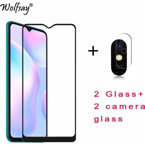 2PCS Full Glued Screen Protector For Xiaomi Redmi 9A Tempered Glass Full Cover for Xiaomi Redmi 9A 2.5D 9H Premium Film Wolfsay
