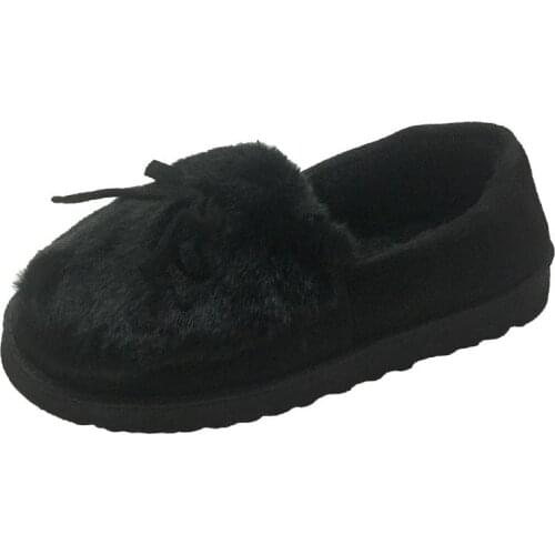 2020 Warm Slippers Women Winter Shoes Bowtie Plush Inside Loaferes Ladies Indoor Home Slippers Pantuflas Ladies Slip On Shoes