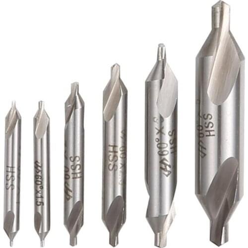 6Pcs/Set Combined Center Drills, Compound Center Drill HSS Center Spot Drill Bit Set, 1mm 1.5mm 2mm 2.5mm 3mm 3.5mm