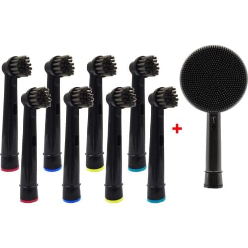 8pcs Bamboo Charcoal brush heads+Facial Cleansing Brush Head for Oral-B Electric Toothbrush Advance Power/Pro Health/Triumph/3D