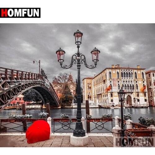 HOMFUN Full Square/Round Drill 5D DIY Diamond Painting "City street scenery"3D Diamond Embroidery Cross Stitch Home Decor A20210