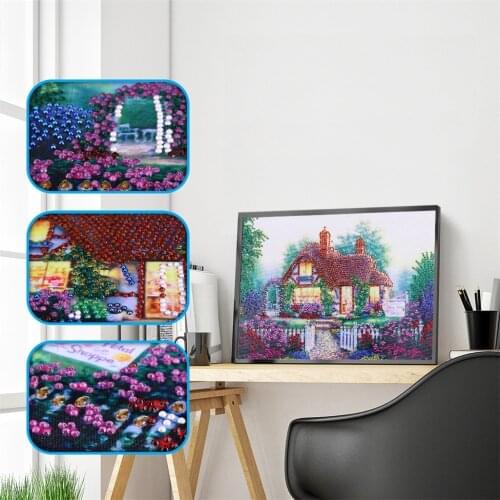 Special Shaped Crystal House Diamond Painting Landscape Garden Flower Rhinestones Pictures Diamond Embroidery Sale Cross Stitch