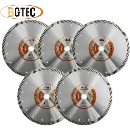 BGTEC 5pcs 230MM Diamond Hot Pressed Superthin Diamond Turbo Blade with 10mm Segment Height for Hard Material