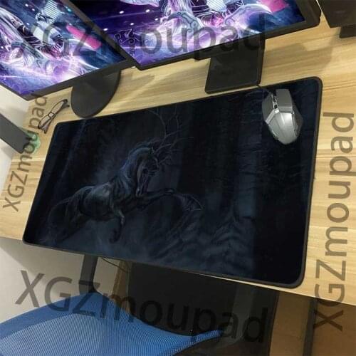 XGZ Large Gaming Mouse Pad Black Lock Edge Custom Animal Horse Office Computer Desk Mat Rubber Non-slip 900x400/900x300 Xxl