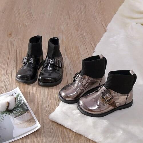 Kids Botas Slip on Baby Warm Boots New Girls Boots High Top Children Winter Shoes Slip on Socks Boots Solid Color Princess Shoes
