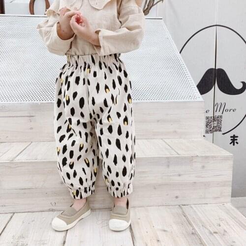 Childrens 9-point pants 2019 new autumn and winter girls bloomers baby pants Korean boy leopard pants toddler pants
