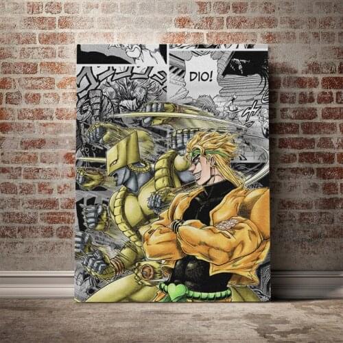 Dio Brando Stand The World JoJos Bizarre Framed Wooden Frame Canvas poster Painting wall Art decor Study Home Decoration Prints