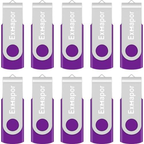10 X Exmapor 32GB USB2.0 Flash Drive Swivel Bulk 8GB 16GB Jump Drive Zip Drive 4GB 2GB 1GB Flash Stick with Led Indicator Purple