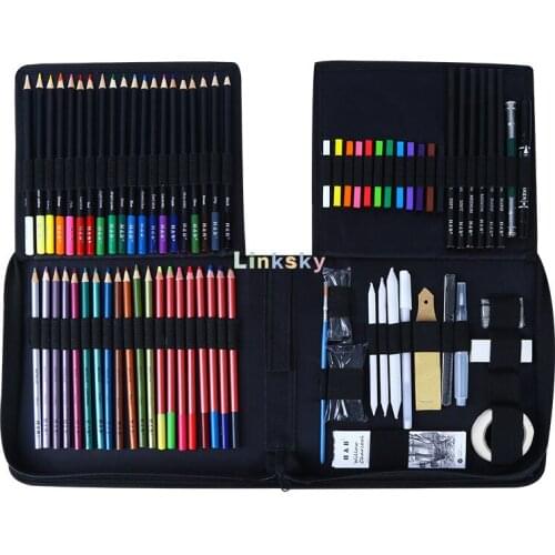 H & B 122 Pieces of Art Accessories,Includes Graphite Pencils, Metallic Color Pencils, Water-Soluble Color Pencils,Art supplies