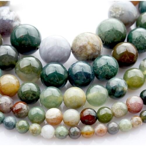 Natural Stone Indian Agates Beads Round Loose Spacer Beads For Jewelry Making Findings DIY Bracelet Charms 4 6 8 10 12mm 15"