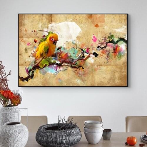 Watercolor Parrot Animal Oil Painting on Canvas HD Wall Art Posters and Prints Modern Wall Picture for Living Room Home Decor