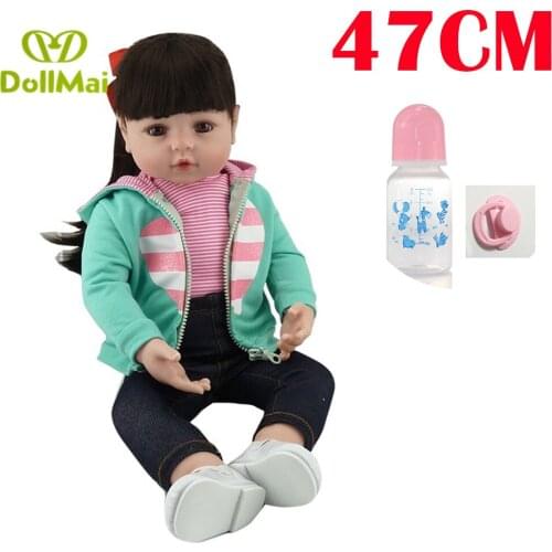19" 47cm Bebes reborn realista doll lifelike girl reborn babies silicone dolls toys for children xmas gift bonecas reborn