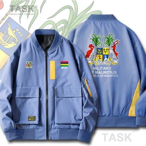 Bomber Military Biker Jacket Army Mauritius MUS Maurice Moris Mauritian Printed Pilot Zipper Jacket Men Casual Tooling Thin coat