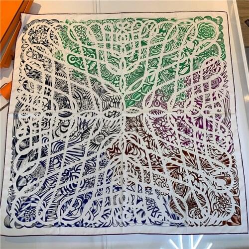 90cm Handmade Curled Twill Silk Square Scarf Luxury Brand Rolled Hijab Scarf Women Bandana New Design Foulard Head Scarves Shawl