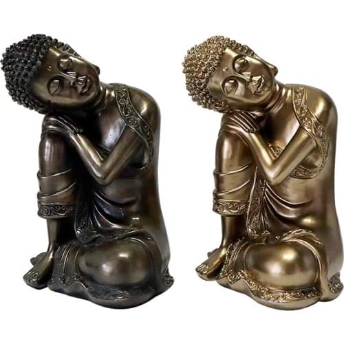 Meditating Buddha Ornament figurine Zen Buddism Statue Sculpture Indoor Decor for Home Office Fengshui Statues Decoration
