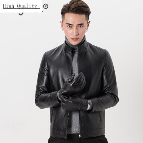 Fashion Genuine Leather Jacket Men Clothes 2020 Streetwear Mens Autumn Sheepskin Coat Casual Slim Fit Moto Jackets 82034
