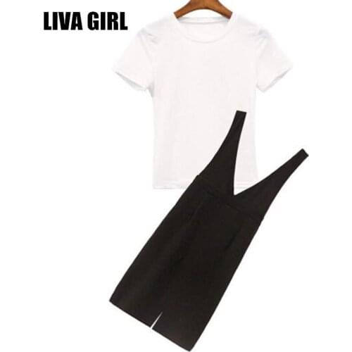 Liva Girl New Fashion Womens Sets Slim Elegant Strap Black Dress Casual Office Ladies Women Clothings Size M L XL Top Quality