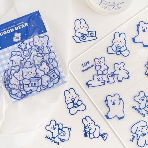 40Pcs/set Cute Little Animals PET Sticker Pack Planner Scrapbooking Stick Label Diary Stationery Stickers Kawaii School Supplies
