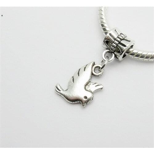 New 25pcs pigeon charm Big Hole bead European Pendant fit for Pandora style Bracelets Necklace DIY Metal Jewelry Making