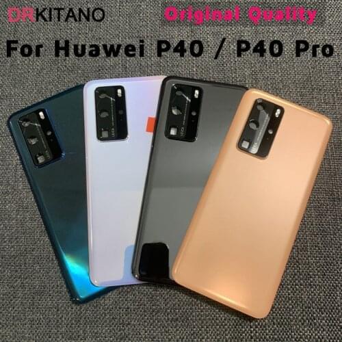 Original For Huawei P40 Pro Back Battery Glass Cover Rear Door Housing Case+Camera Lens For Huawei P40/P40 Pro Battery Cover